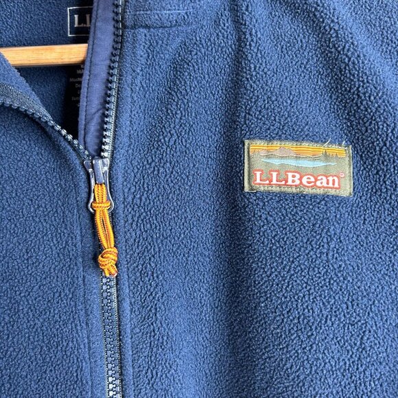 L.L.Bean Jacket Womens Medium Blue Fleece Full Zip Katahdin Patch Pockets Logo - Picture 4 of 9